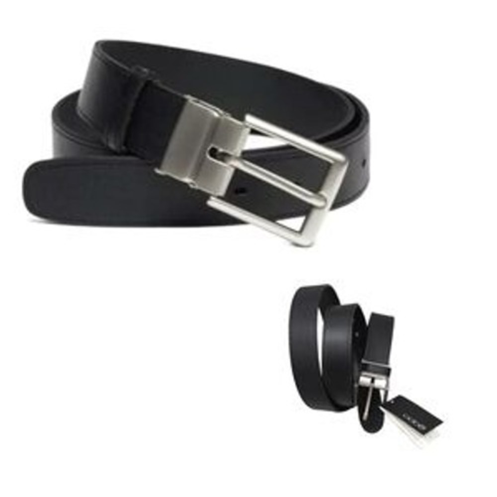 Oobe Barton Black Leather Belt Size Large Silver Buckle NEW
